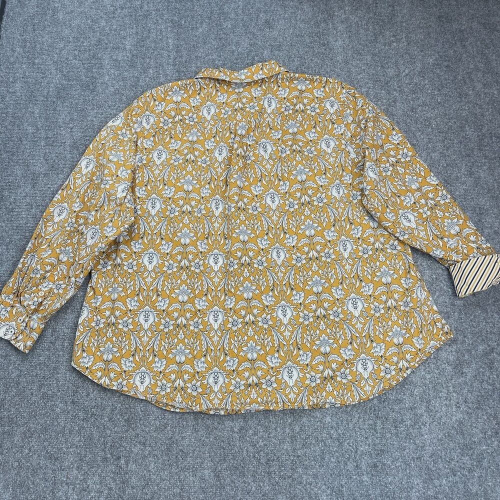 Talbots Top Womens Plus 3X Button Front Intricate Garden Print Flip Cuff Cotton - Picture 5 of 12
